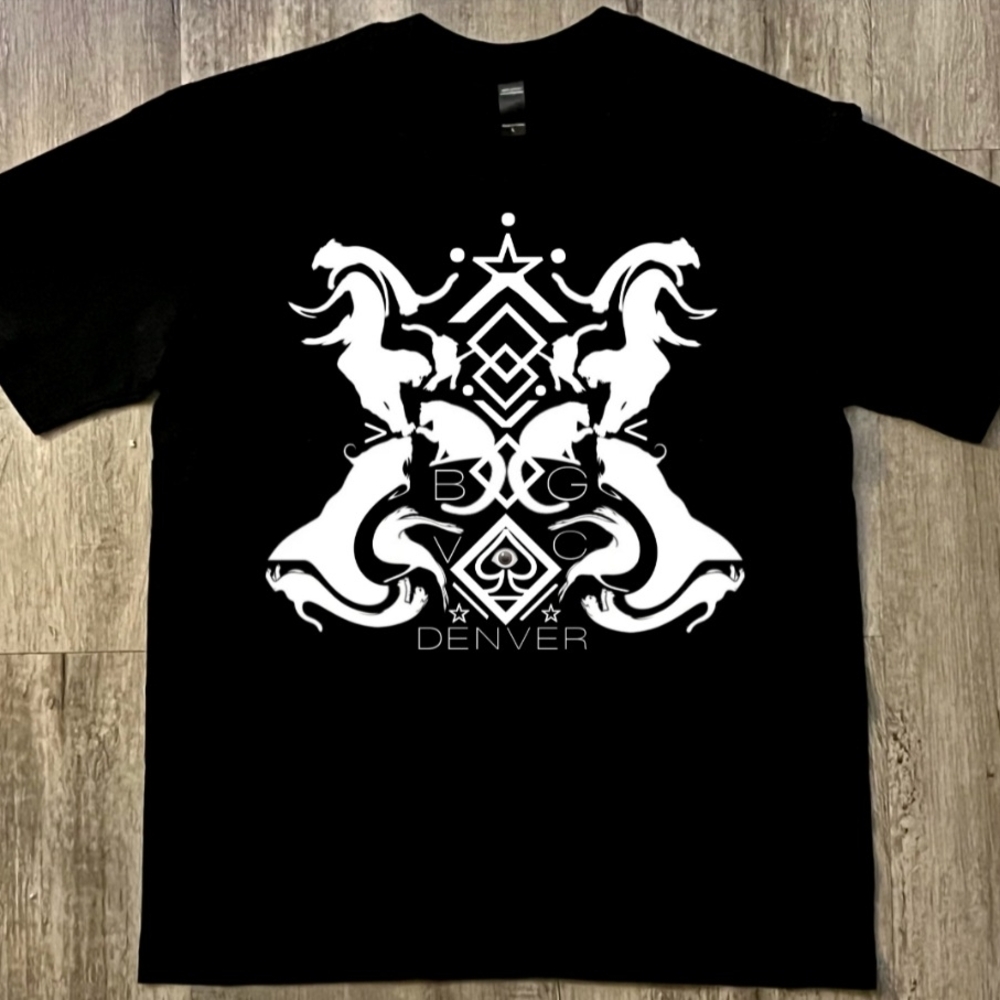 BGVC Denver Cat Crest V.III graphic tee, black, cotton, unisex large